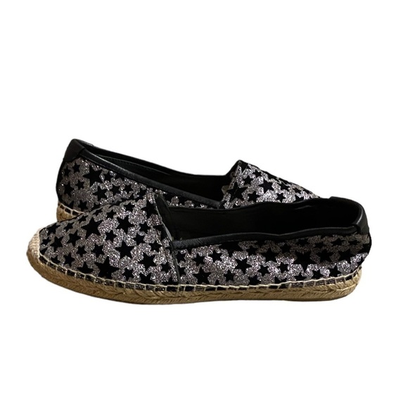 SAINT LAURENT Star Espadrilles Black and White Leather Women's EU 39 Sparkly - Picture 4 of 15